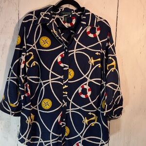 Ralph Lauren 1X Navy Nautical Print Shirt half sleeve